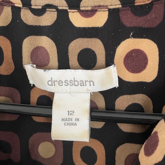 Retro Geometric Print Midi Dress Sz 12 Belted Stretch Shirt Dress Mod Y2K Office - Picture 4 of 8